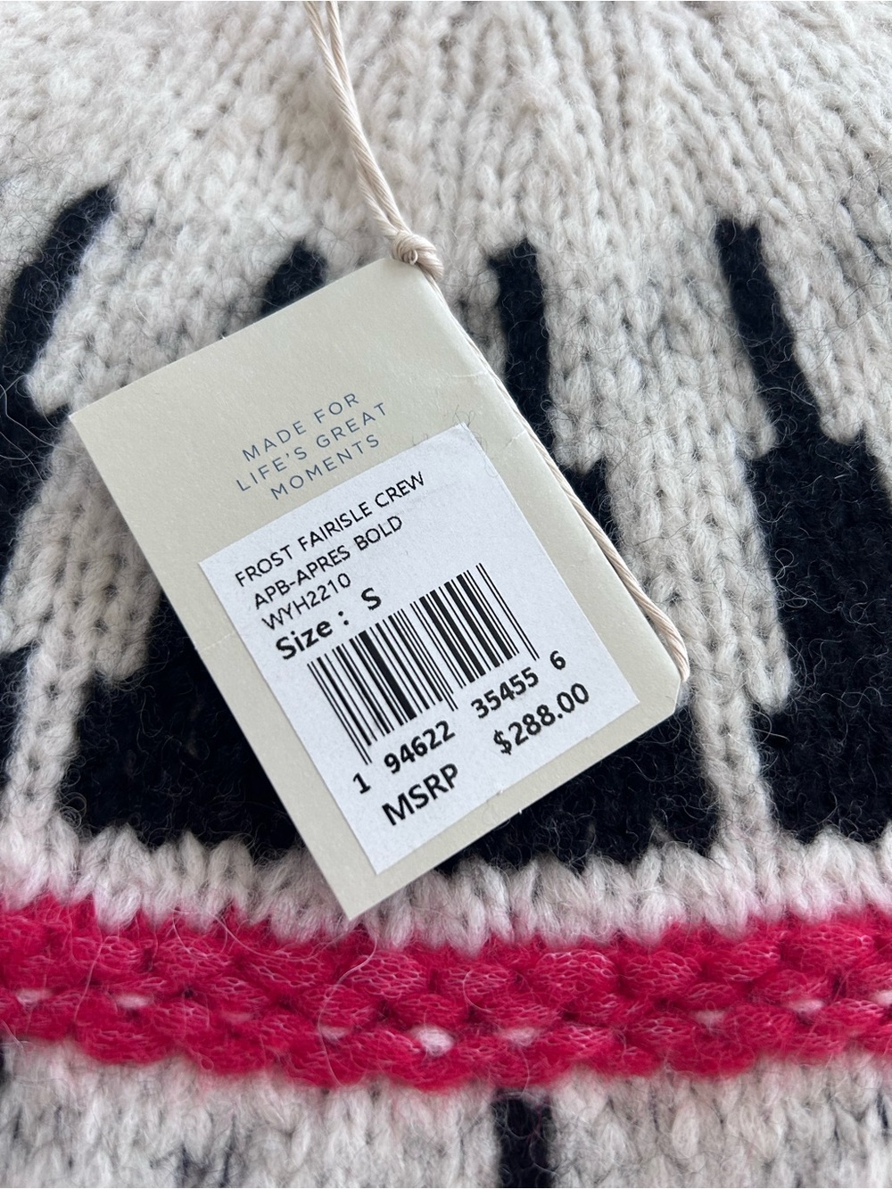 NWT Faherty Frost Fair Isle Crew Neck Sweater Apres Bold ~ Size Small - Picture 4 of 4